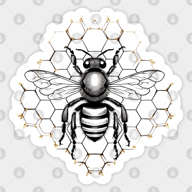 Black And White Bee Sticker by Nightarcade